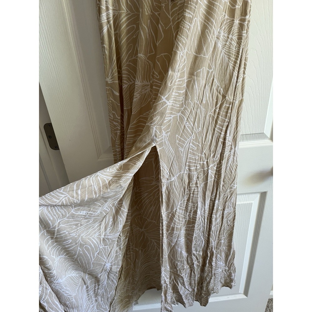 Beach cover up maxi dress sheer v neck lighweight tan drawstring NEW L - Picture 6 of 13